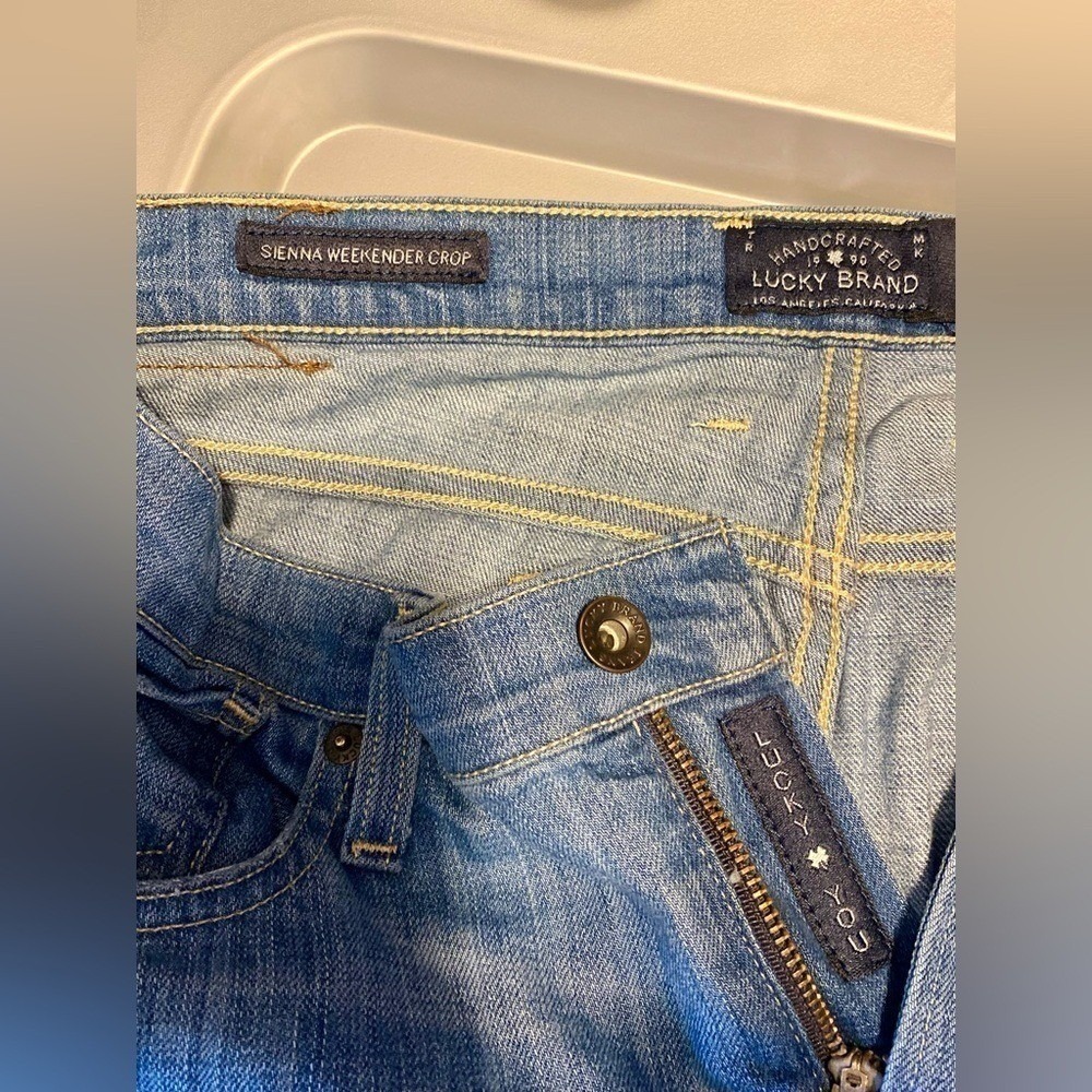 Lucky Brand Sienna Weekender Crop Distressed Blue Jeans - Picture 6 of 9